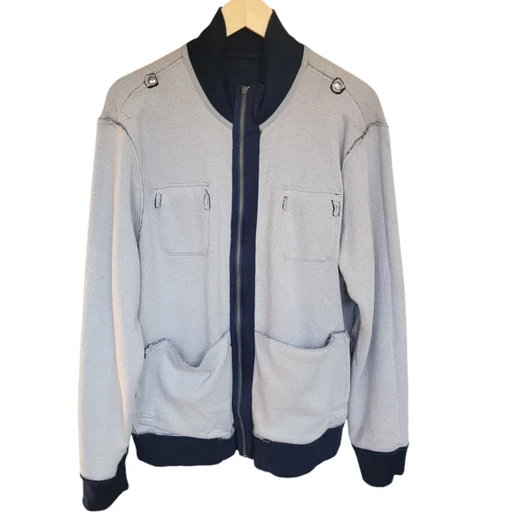 Banana Republic Tactical Sweater Preppy Cardigan Wool Blend Navy Blue Me… - Picture 8 of 17